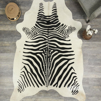 Zebra Cowhide Rug (Size:6'6"x6'6")- 689