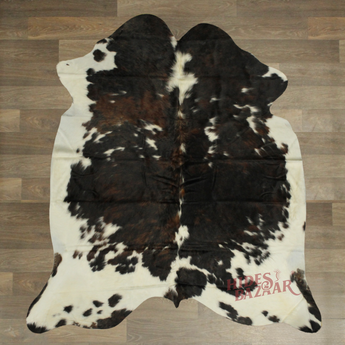 Tricolor Dark Cowhide rug (Size 6'8' x  7'0'') HB0043 EXACT HIDE SHOWN.