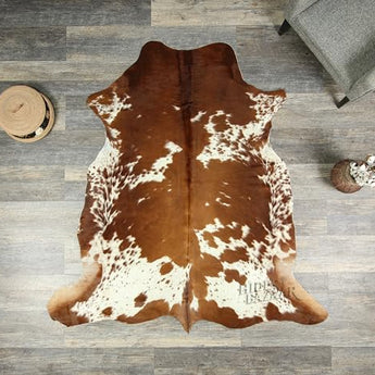 Classic Brown and White Cowhide Rug