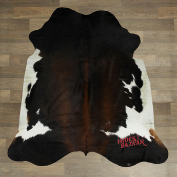 Tricolor Dark Cowhide Rug (Size 6'5'' x  6'0'') HBA011 EXACT HIDE SHOWN.