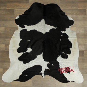 Black And White Cowhide Rug (Size 6'9'' x  6'8'') HBA037 EXACT HIDE SHOWN.