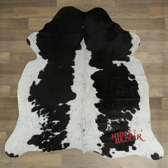 Black And White Cowhide Rug (Size 6'0'' x  6'5'') HBA042 EXACT HIDE SHOWN.