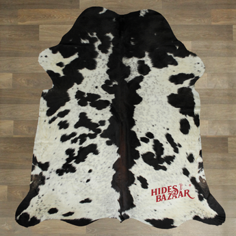 Black And White Cowhide Rug (Size 7'0'' x  7'5'') HBA048 EXACT HIDE SHOWN.