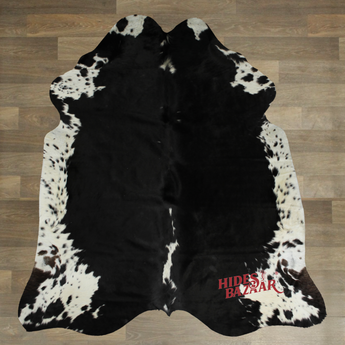 Black And White Cowhide Rug (Size 6'8'' x  7'0'') HBA068 EXACT HIDE SHOWN.