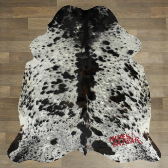Tricolor Salt And Pepper Cowhide Rug (Size 6'3'' x  6'1'') HBA080 EXACT HIDE SHOWN.