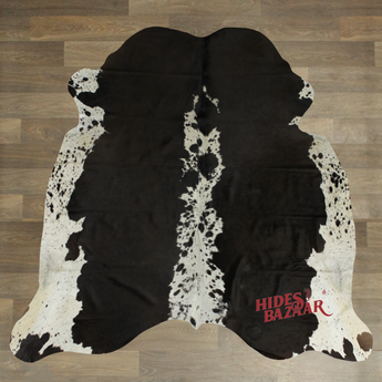 Black Salt And Pepper Cowhide Rug (Size 6'8'' x  6'0'') HBA081 EXACT HIDE SHOWN.