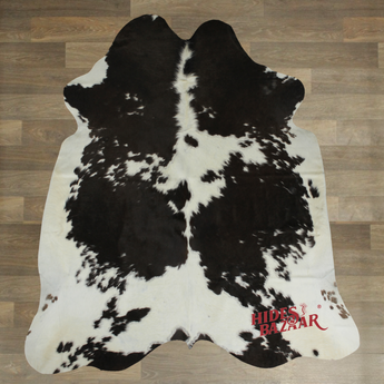 Black And White Cowhide Rug (Size 6'3'' x  6'1'') HBA086 EXACT HIDE SHOWN.