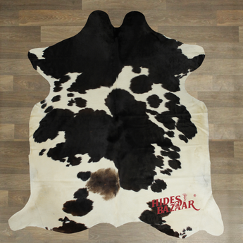 Black And White Cowhide Rug (Size 6'5'' x  6'8'') HBA087 EXACT HIDE SHOWN.