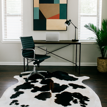 Light Tricolor Cowhide rug (Size 6'6'' x  6'8'') HB0024 EXACT HIDE SHOWN.