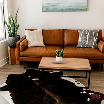 Dark Brown Brindle Cowhide rug (Size 6'0'' x  6'5'') HB0025 EXACT HIDE SHOWN.