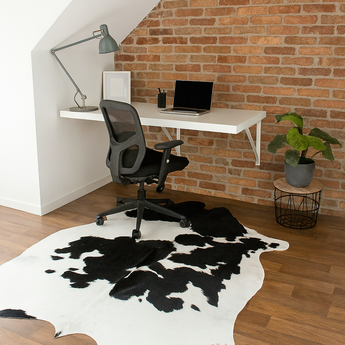 Black And White Cowhide rug (Size 6'8'' x  7'0'') HB0033 EXACT HIDE SHOWN.