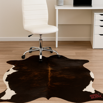 Dark Brown Brindle Cowhide rug (Size 6'0'' x  7'2'') HB0037 EXACT HIDE SHOWN.