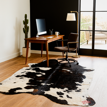 Tricolor Dark Cowhide rug (Size 6'6' x  7'3'') HB0042 EXACT HIDE SHOWN.