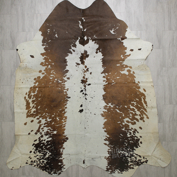 Brown salt and pepper cowhide rug (Size 6'6'' x  6'2'') HB3001