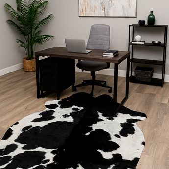 Black And White Cowhide rug (Size 6'2'' x  7'5'') HB0034 EXACT HIDE SHOWN.